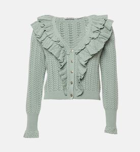 Alice and Olivia Eileen Ruffle V-neck Cardigan, Packshot View