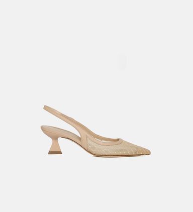 Leather Mesh Slingback Heels