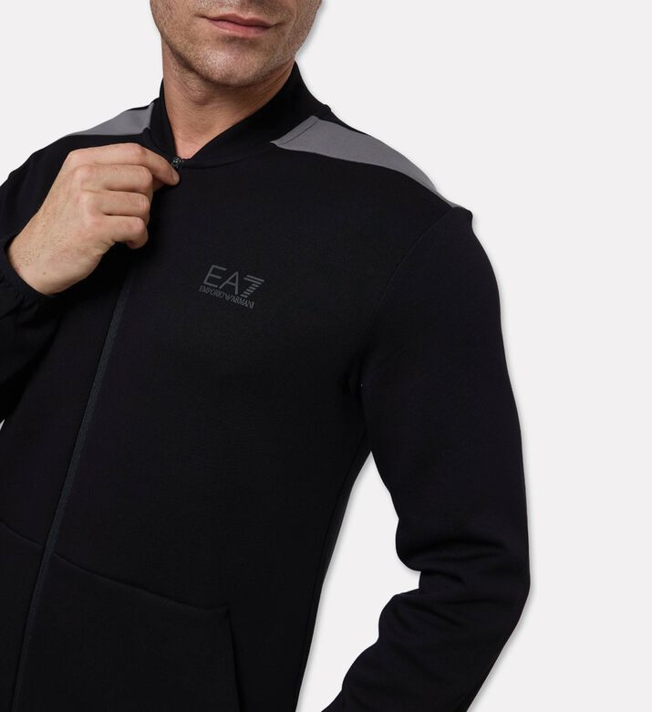 EA7 Cotton-blend Ribbed Cuffs Sweatshirt, Model View