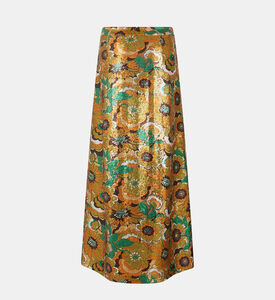 تنورة متوسطة الطول مزينة بترتر بأزهار