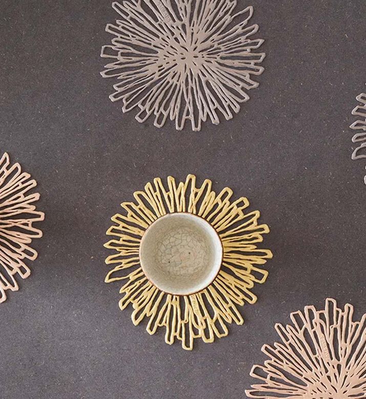 Pressed Bloom Coaster Gilded 6-piece Set