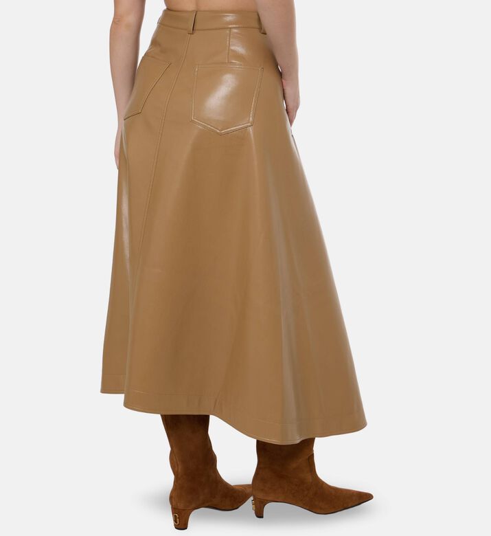 Nanushka Leather Button Closure Flared Skirt, Model View