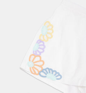 شورت كتان مطرز بالأزهار