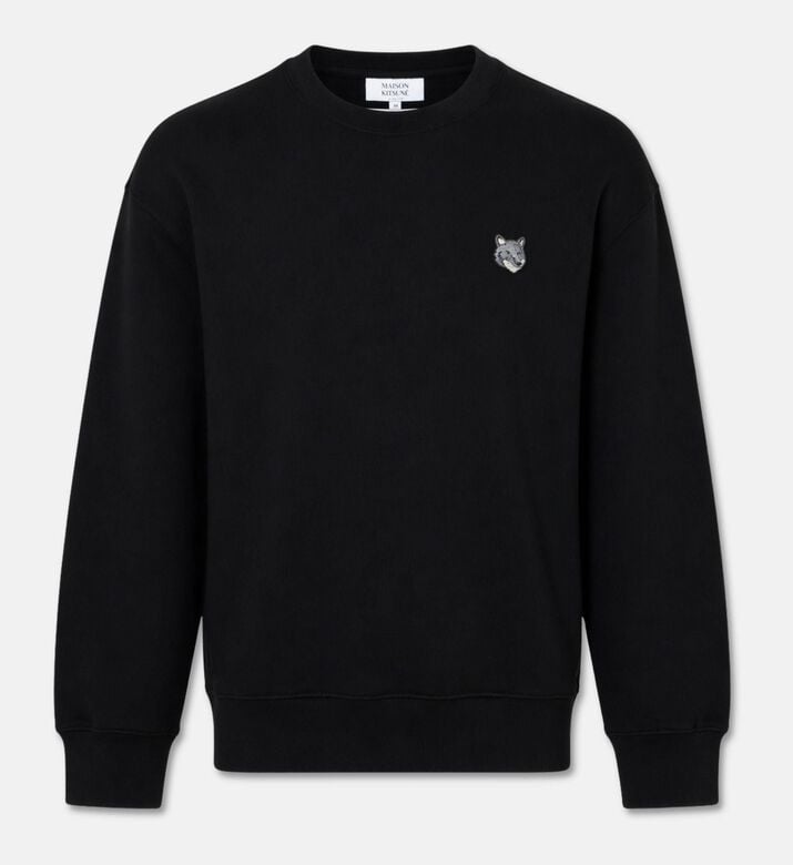 Maison Kitsune Embroidered Patch Ribbed Cuffs Sweatshirt, Black, Xl, Packshot View