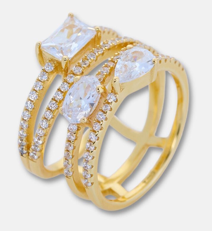 Nomination Mixed-cut Crystals Gold-toned Wrap Ring, Packshot View
