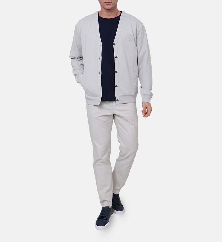 Embroidered Logo-detail Long-sleeve Cardigan