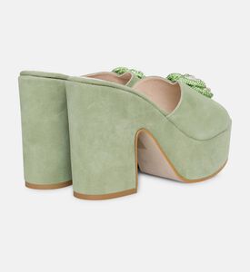 Suede Chunky Heel Mules