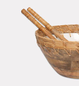 Home Deco and More Cane-woven 2-piece Border Bowl Set, Packshot View