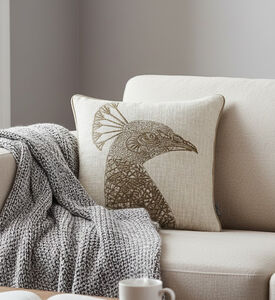 Home Deco and More Peacock Embroidered Piped Cushion, Packshot View