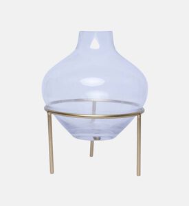 مزهرية بالون زجاجية ذات قاعدة معدنية