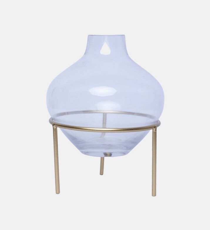 Glass Metal-base Balloon Vase 17x17x22 Cm