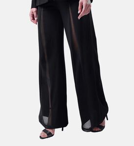 بنطال كريب شبكي عريض الساقين