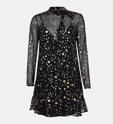 Star Motif Semi Sheer Dress