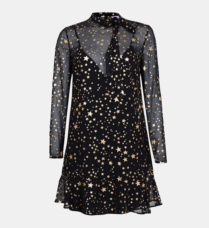Star Motif Semi Sheer Dress