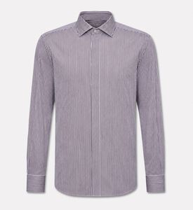 Corneliani Stripe Classic-collar Shirt, Brown, 44, Packshot View