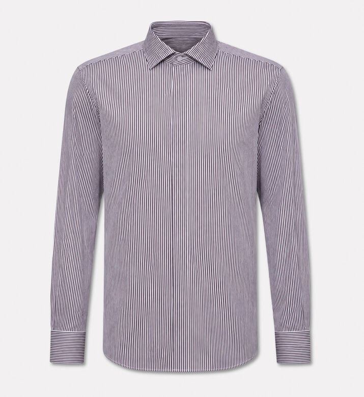 Corneliani Stripe Classic-collar Shirt, Brown, 44, Packshot View