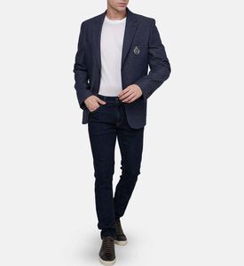 جاكيت بدلة بمظهر دنيم بصف أزرار واحد