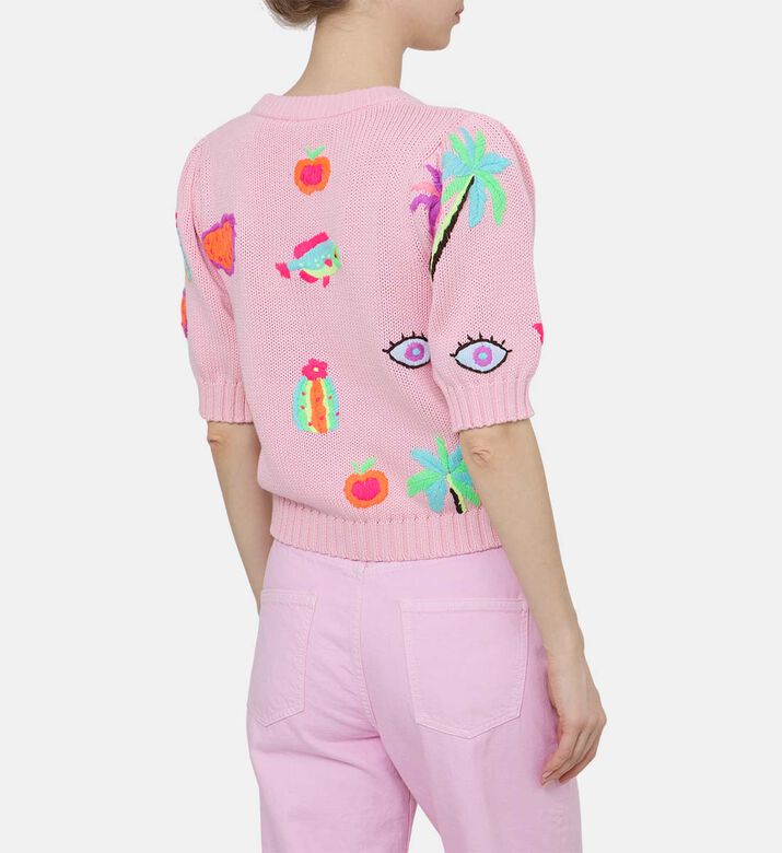 كنزة قصيرة مطرزة