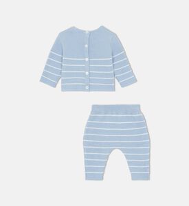 طقم بنطال وبلوزة محبوكين مخططين