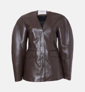 Leather Puff Long-sleeve Jacket