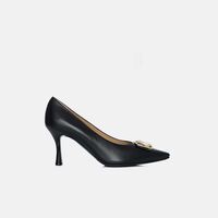 Leather Pointed-toe Kitten Heel Pumps