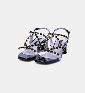 Patent Leather Rhinestone Sandals