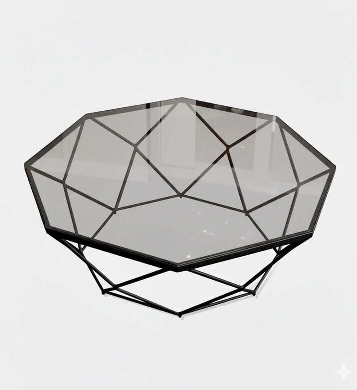 Home Deco and More Hexnet Diameter Coffee Table, Packshot View Home Deco and More Hexnet Diameter Coffee Table, Packshot View