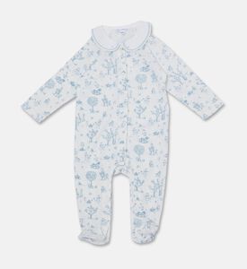 Tartine et Chocolat Velour Toile-print Pajama, Light-blue, 9m, Packshot View