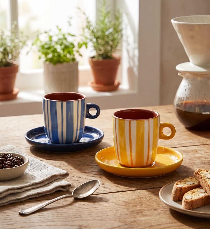Thun Attimi Stripes 2-piece Coffee Cup Set, Model View