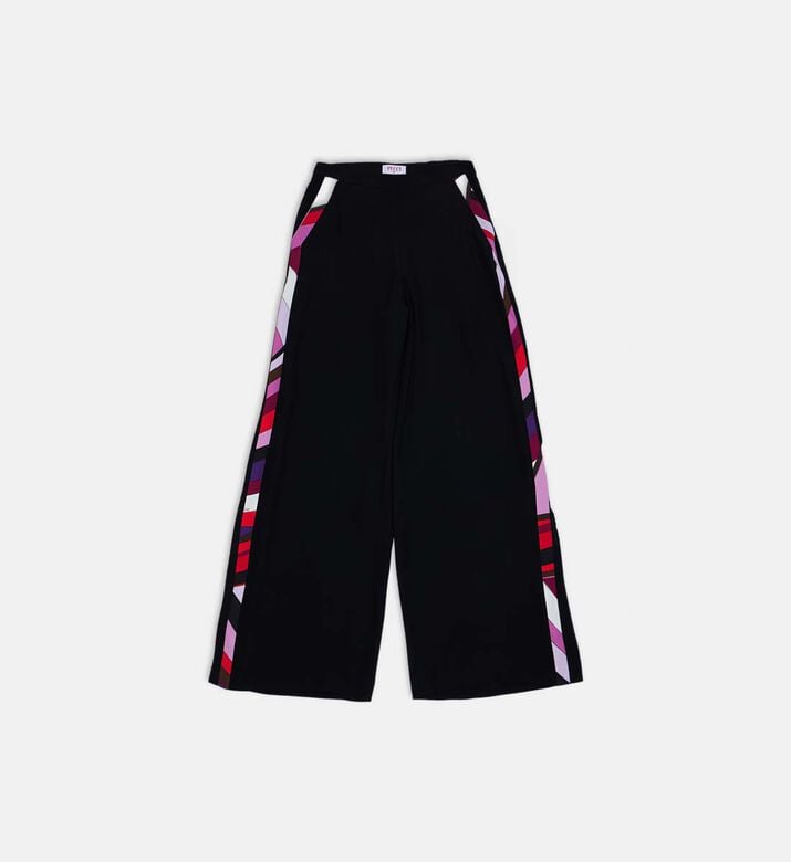 Side Stripe-print Wide-leg Pants
