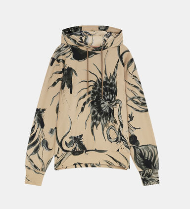 Floral Print Drawstring Hoody