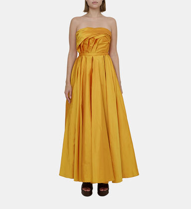 Sleeveless Pleated Flared Satin Dress