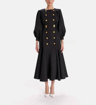 Puffy Sleeves Flared Midi Dress