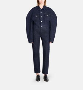 Long Puff Sleeve Denim Jacket