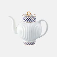 Cobalt Net Bone China Wave Tea Pot