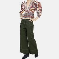 Dark Green Low Waisted Pocket Pants