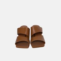 High Heel Leather Sabot Mules