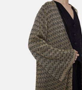 BARG Sheer Gold-threaded Lace Abaya, Model View