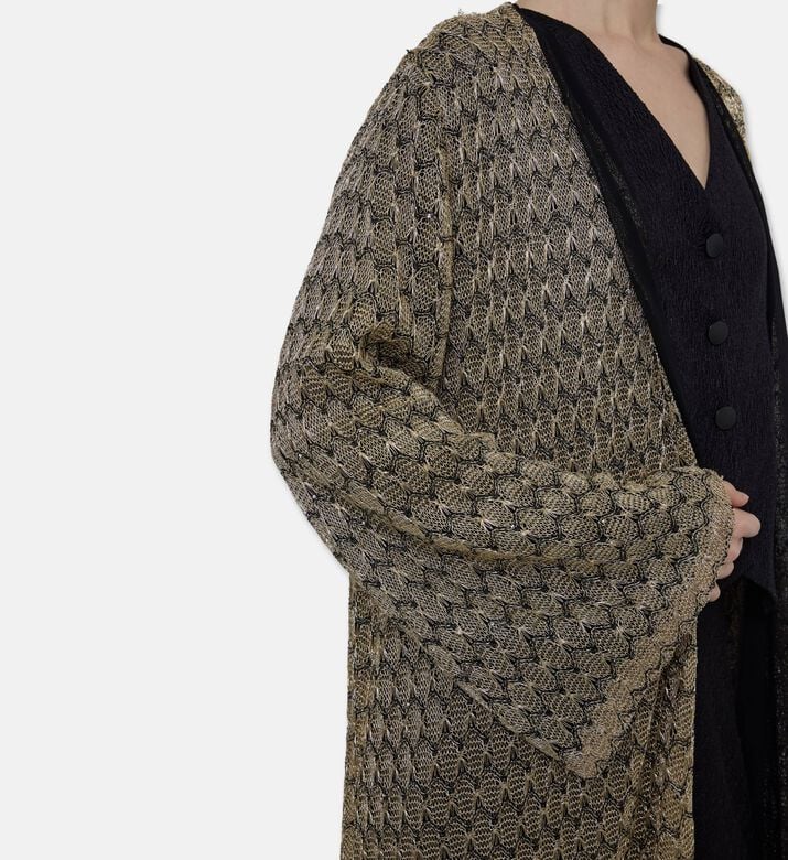BARG Sheer Gold-threaded Lace Abaya, Model View