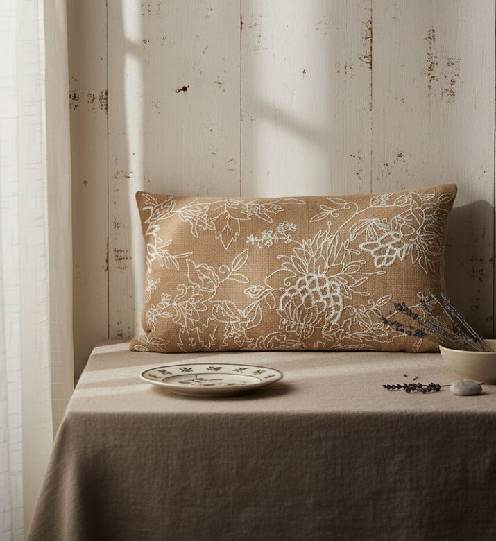 Home Deco and More Lodi Handloom Cotton Throw Filled And Vaccumed Cushion, Packshot View