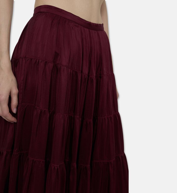 Forte-Forte Habotai Silk Flounced Skirt, Model View