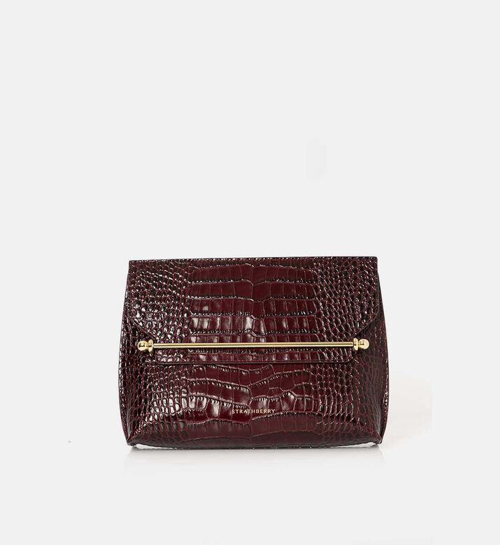 Strathberry Stylist Embossed Croc Crossbody Bag, Burgundy, Packshot View