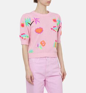 كنزة قصيرة مطرزة