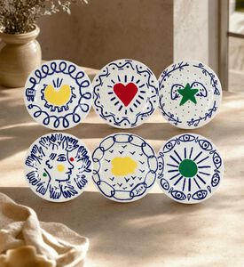 Gien Archipel Sentimental 6-piece Dessert Plate Set, Model View