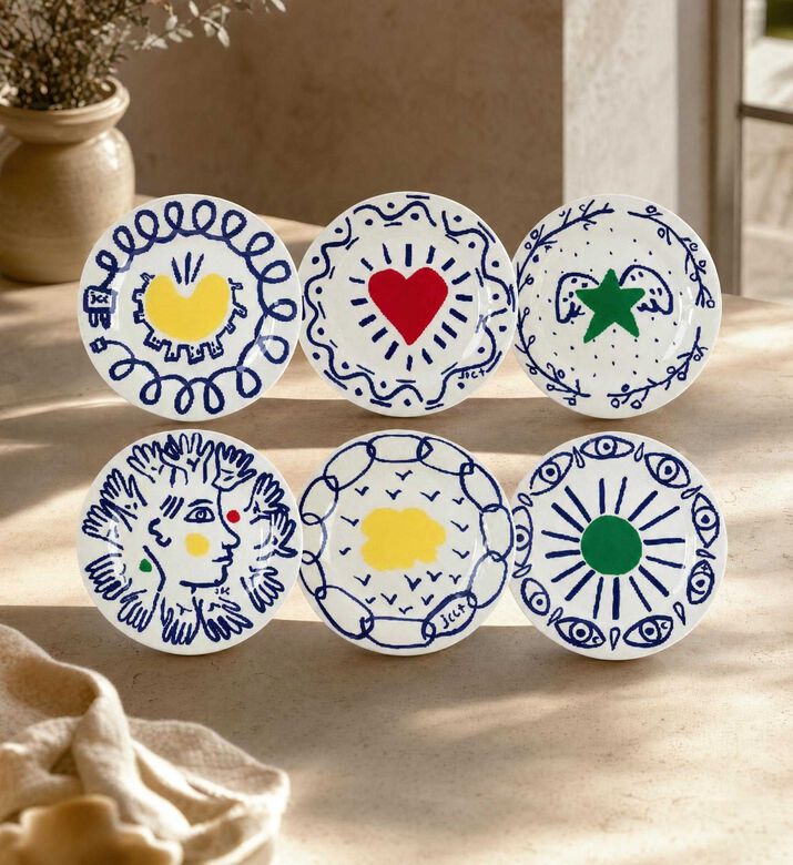 Gien Archipel Sentimental 6-piece Dessert Plate Set, Model View