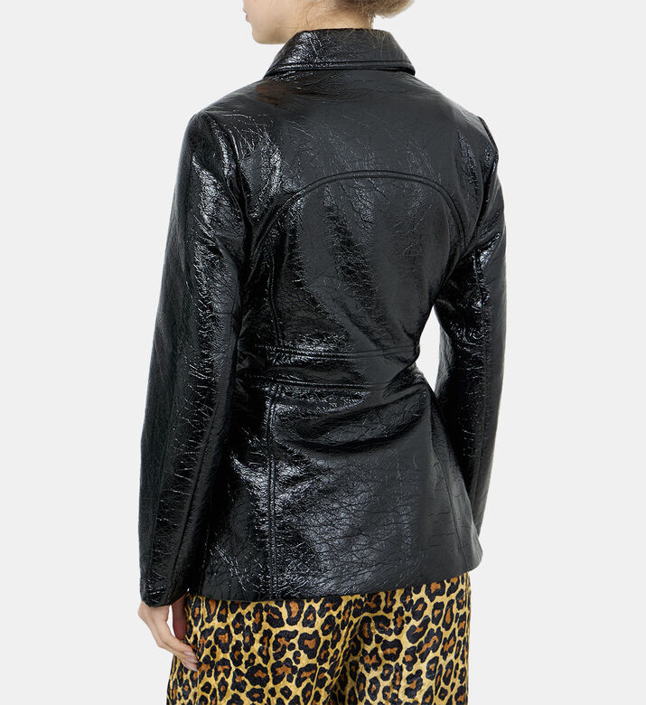 Vinyl Leather Button-up Jacket
