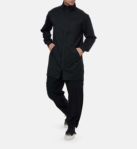 جاكيت طويل الأكمام بياقة عالية وحافة منقسمة وسحاب كامل