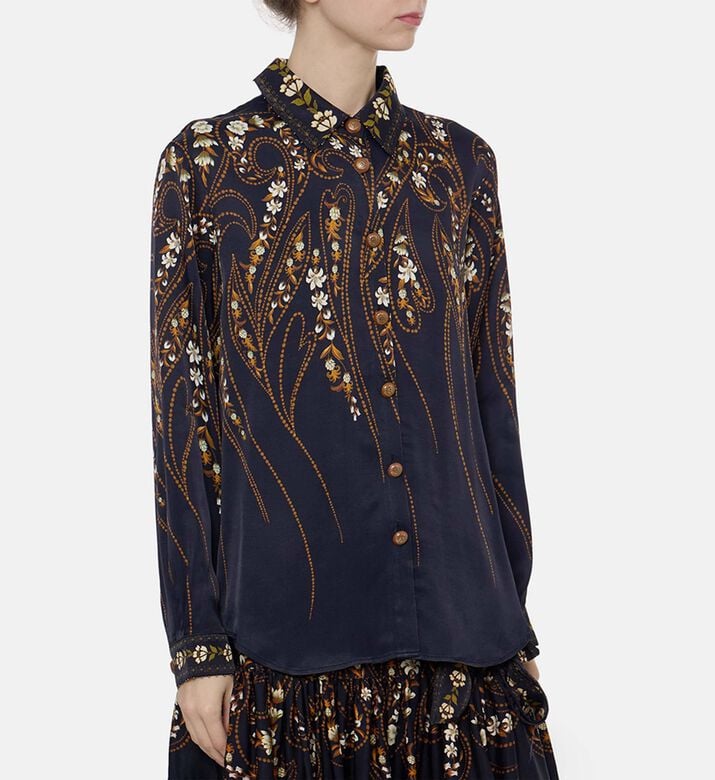 Farm Rio Floral-print Button Closure Shirt, Model View