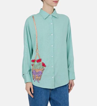 Flower Basket Embroidered Shirt