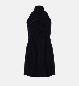 Ribbed Cut-out Halter Mini Dress